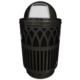 WITT Covington Collection Galvanized Laser Cut Waste Receptacle with Dome Top - 40 gallon, Black
